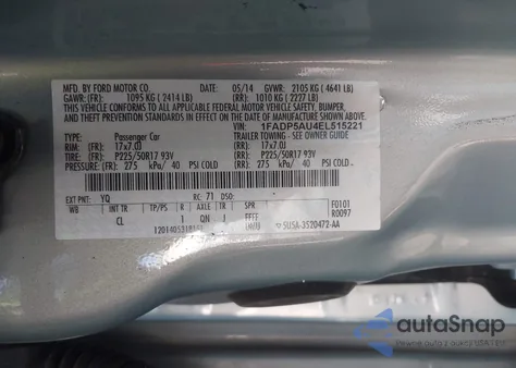 2014 Ford C-Max Hybrid Se from USA, damaged, VIN 1FADP5AU4EL515221